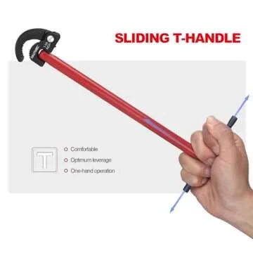 HAUTMEC 11-Inch Pro Basin Wrench Sink Faucet Wrench for Tight Spaces with Adjustable 3/8'' to 1-1/4'' Capacity Plumber Wrench for Faucet Hex Nuts under Sink HT0261-PL(Red)