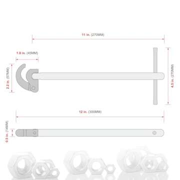 HAUTMEC 11-Inch Pro Basin Wrench Sink Faucet Wrench for Tight Spaces with Adjustable 3/8'' to 1-1/4'' Capacity Plumber Wrench for Faucet Hex Nuts under Sink HT0261-PL(Red)