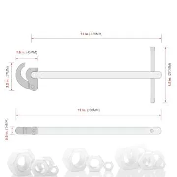 HAUTMEC 11-Inch Pro Basin Wrench Sink Faucet Wrench for Tight Spaces with Adjustable 3/8'' to 1-1/4'' Capacity Plumber Wrench for Faucet Hex Nuts under Sink HT0261-PL(Red)