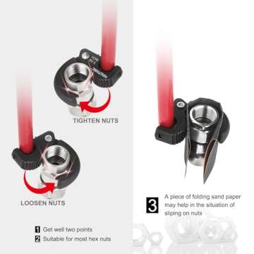 HAUTMEC 11-Inch Pro Basin Wrench Sink Faucet Wrench for Tight Spaces with Adjustable 3/8'' to 1-1/4'' Capacity Plumber Wrench for Faucet Hex Nuts under Sink HT0261-PL(Red)