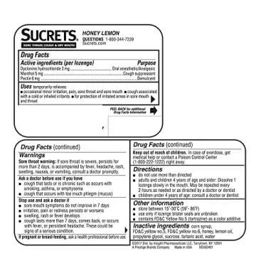 Sucrets Honey Lemon Lozenges for Sore Throat Relief 18 Count