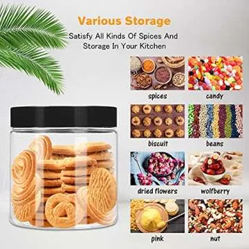 Hajoyful Plastic Storage Jars Airtight Clear 24 Pack 8oz 14oz