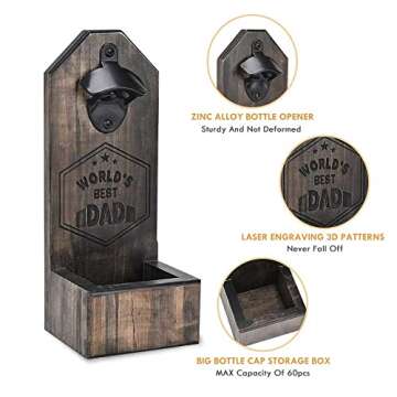 Dad Christmas Gifts from Daughter Son, Beer Bottle Opener Wall Mounted, Unique Birthday Gifts for Dad Stepdads,New Dad Presents, Best Dad Ever Gifts