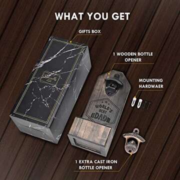 Dad Christmas Gifts from Daughter Son, Beer Bottle Opener Wall Mounted, Unique Birthday Gifts for Dad Stepdads,New Dad Presents, Best Dad Ever Gifts