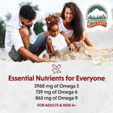 Barlean's Strawberry Banana Omega 3 Liquid Flaxseed Oil with 2,968 mg Vegan Omegas 3 6 9, Smoothie Supplements for Kids and Adults, Non-GMO and Gluten Free, 16 oz