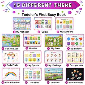 LYASILGC Busy Book for Toddlers 1-3, Toddler Educational Toys, 32 Themes Preschool Learning Activities Resources, Montessori Busy Book, Autism Sensory Toys for Boy & Girl, Develops Fine Motor Skills