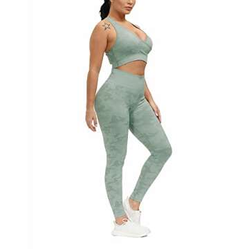 SweatyShark Women's Workout Outfit Set - Camo Active 2 Piece Gym Set