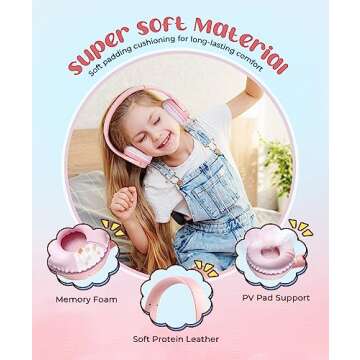 DyBaxa Kids Headphones, Wired Foldable On-Ear Headphones for Kids, Volume Limiter 94dB, Kid Headphones for School Classes Travel, 3.5mm Jack Kids Headset Compatible Smartphones Tablet, Pink