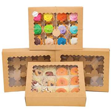 Stylish qiqee 12 Cupcake Boxes - Perfect for Bakery Needs