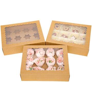 Stylish qiqee 12 Cupcake Boxes - Perfect for Bakery Needs