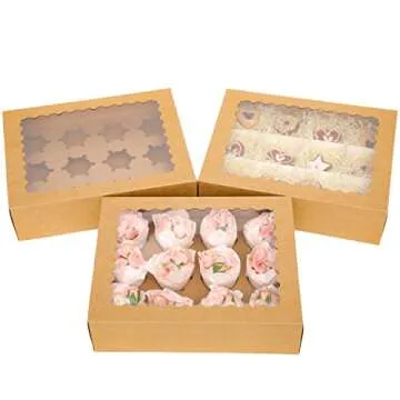 Stylish qiqee 12 Cupcake Boxes - Perfect for Bakery Needs