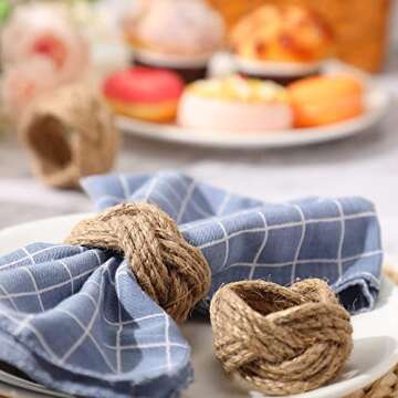 KPAVIR Jute Napkin Rings - Stylish Eco-Friendly Dining