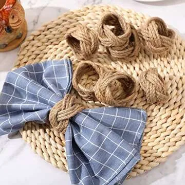 KPAVIR Jute Napkin Rings - Stylish Eco-Friendly Dining