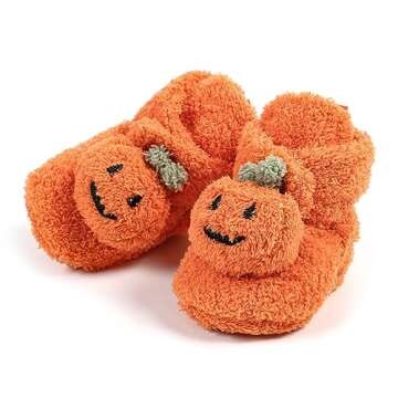 GDSDYM Baby Booties Cozy Christams Slippers Soft Baby Halloween Pumpkin Shoes Winter Warm Infant Newborn Crib Sock Shoes First Walkers