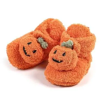 GDSDYM Baby Booties Cozy Christams Slippers Soft Baby Halloween Pumpkin Shoes Winter Warm Infant Newborn Crib Sock Shoes First Walkers