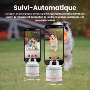 Pivo Pet Lite Pack Auto Pet, Face and Body Tracking, Ai-Powered 360° Rotation Smartphone Holder, Fo...