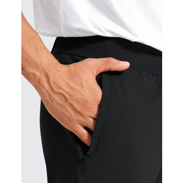 CRZ YOGA Mens 4-Way Stretch Golf Joggers with Pockets 30" - Work Pants Track Gym Athletic Workout Hiking Pants Black Large