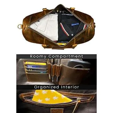 Leather Duffle Bag for Men - Full Grain Leather Travel Bag - TSA Approved Carry On Weekender Overnight Duffel Bag (Brown, 20 inch)