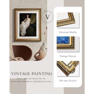 VIYYIEA Gold Framed Wall Art Canvas Print Home Decor Stevenson Angel Wall Prints Vintage America Country Memorial Classical Oil Painting Decorative for Living Room Bedroom Office Wall Decor 13x16in