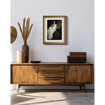 VIYYIEA Gold Framed Wall Art Canvas Print Home Decor Stevenson Angel Wall Prints Vintage America Country Memorial Classical Oil Painting Decorative for Living Room Bedroom Office Wall Decor 13x16in