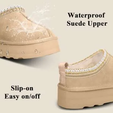 LANSGELING Women's Plush Lined Platform Slippers Boots