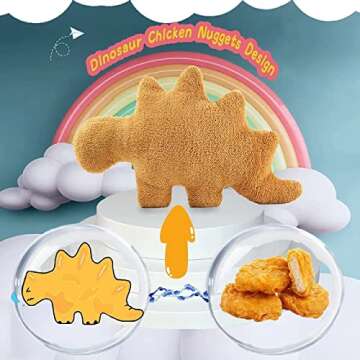 Dino Chicken Nugget Plush,18In Chicken Nugget Pillow Stuffed Toy, Funny Dino Chicken Nuggets Pillow Gifts for Kids Adults Girlfriend Christmas(Stegosaurus)