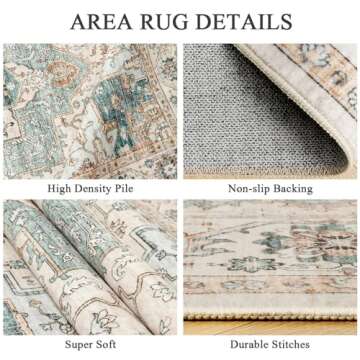 xilixili 6x9 Area Rug - Soft Non-Slip Vintage Washable Carpet