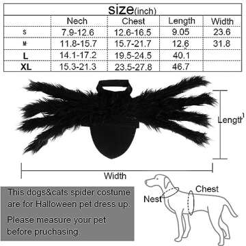 Spider Costume for Halloween Party Decoration, Cosplay Costumes for Small Dogs and Cat, Puppy Dress Up Accessories Black