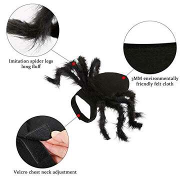 Spider Costume for Halloween Party Decoration, Cosplay Costumes for Small Dogs and Cat, Puppy Dress Up Accessories Black
