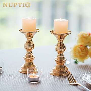 Nuptio Pillar Candle Holders, Wedding Centerpieces Metal Candle Holder Candles Stand Decoration Idea...