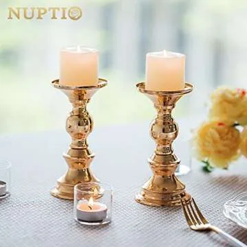 Nuptio Pillar Candle Holders, Wedding Centerpieces Metal Candle Holder Candles Stand Decoration Idea...