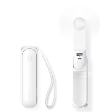JISULIFE Handheld Mini Fan - 3 IN 1 USB Rechargeable Portable Fan with Power Bank and Flashlight