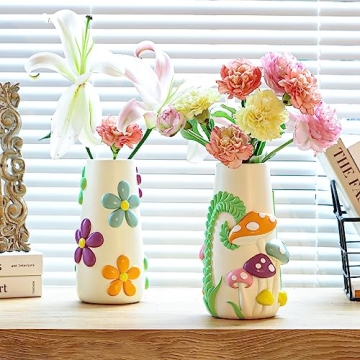 GUGUGO Unique Pastel Flower Vase - Eclectic Home Decor
