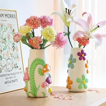 GUGUGO Unique Pastel Flower Vase - Eclectic Home Decor