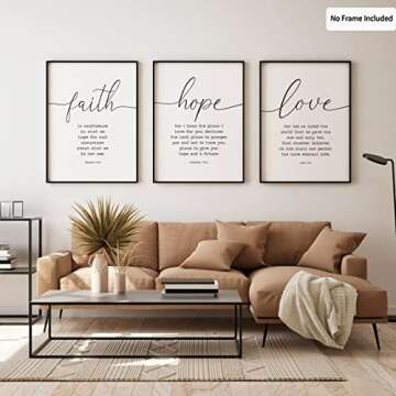 Faith Hope Love Canvas Wall Art - Inspiring Bible Quotes