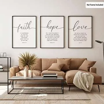 Faith Hope Love Canvas Wall Art - Inspiring Bible Quotes