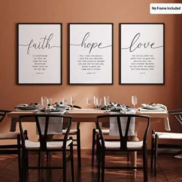 Faith Hope Love Canvas Wall Art - Inspiring Bible Quotes