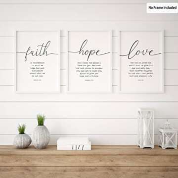 Faith Hope Love Canvas Wall Art - Inspiring Bible Quotes