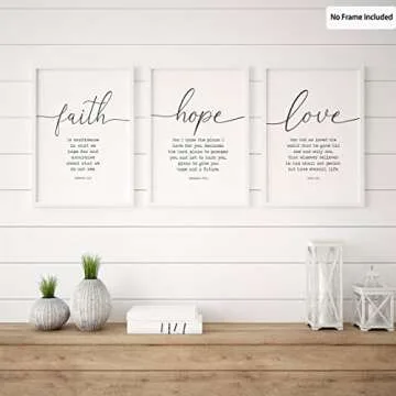 Faith Hope Love Canvas Wall Art - Inspiring Bible Quotes