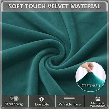 BOGUANG Velvet Tufted Wingback Chair Cover Slipcovers,Stretch Fit Dining Chair Covers,Reusable Washable Soft Spandex Sloping Armchair Cover (Dark Green, Set of 4)
