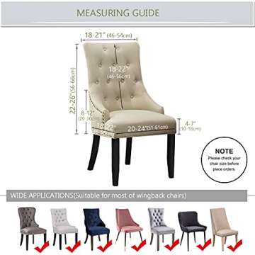 BOGUANG Velvet Tufted Wingback Chair Cover Slipcovers,Stretch Fit Dining Chair Covers,Reusable Washable Soft Spandex Sloping Armchair Cover (Dark Green, Set of 4)