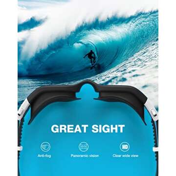 ZIONOR Swim Goggles, G1 SE Swimming Goggles Anti-fog for Adult Men Women (A0-Clear Lens Black White Frame)