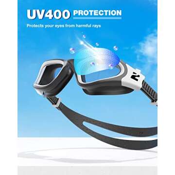 ZIONOR Swim Goggles, G1 SE Swimming Goggles Anti-fog for Adult Men Women (A0-Clear Lens Black White Frame)