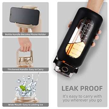 Hydrating SIEROZUR 64oz Glass Water Bottle with Straw