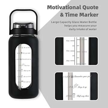 Hydrating SIEROZUR 64oz Glass Water Bottle with Straw