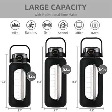 Hydrating SIEROZUR 64oz Glass Water Bottle with Straw