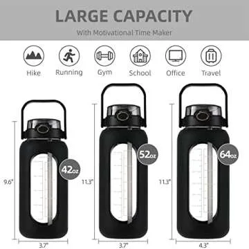 Hydrating SIEROZUR 64oz Glass Water Bottle with Straw