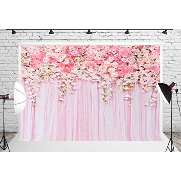 Muzi 7x5ft Pink Floral Backdrop for Events and Photography