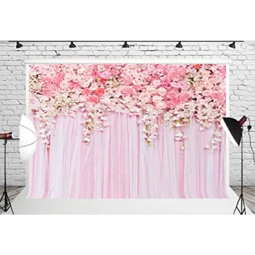 Muzi 7x5ft Pink Floral Backdrop for Events and Photography