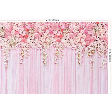 Muzi 7x5ft Pink Floral Backdrop for Events and Photography